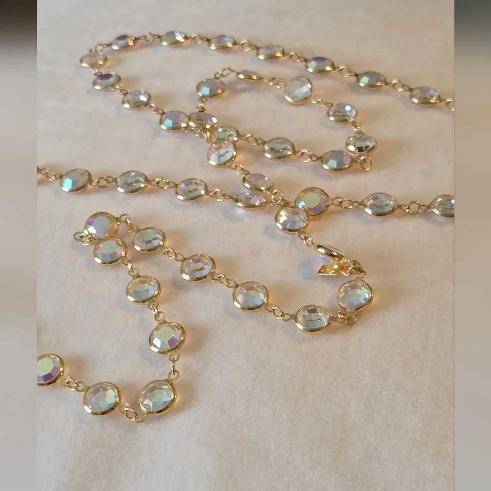 Vintage Swarovski Necklace 36 Inch bezel-set crystal Necklace - Picture 3 of 8